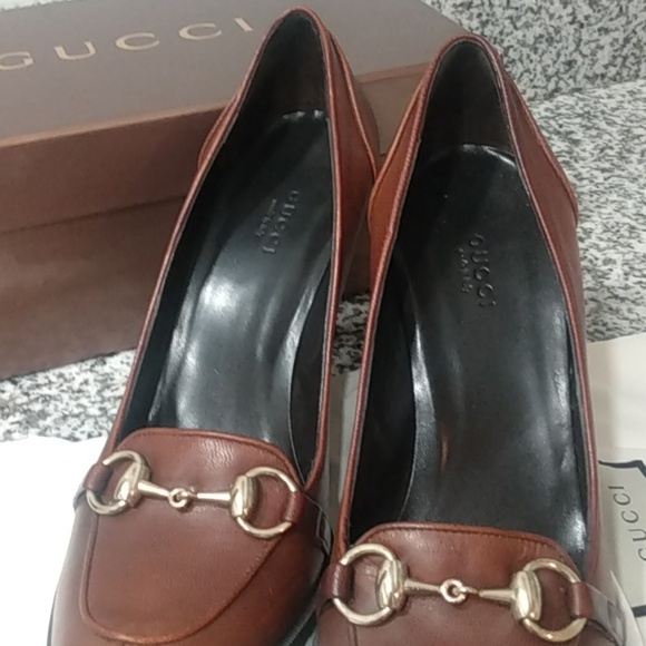 Like New, Gucci Leather Horse-bit Lug Sole Heels - Picture 9 of 16